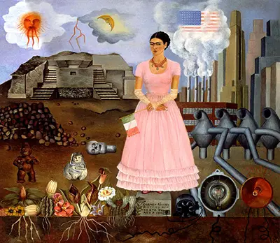 Zelfportret op de grens tussen Mexico en de VS Frida Kahlo